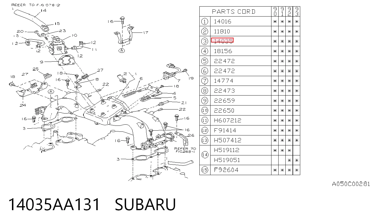 Vedante de tubo coletor de admissão para Subaru Legacy BC