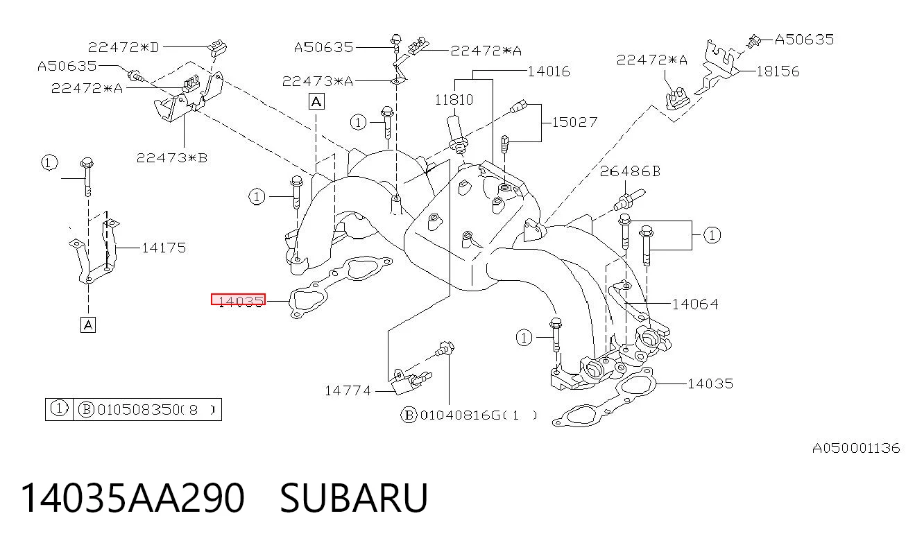 Vedante de tubo coletor de admissão para Subaru Legacy BC