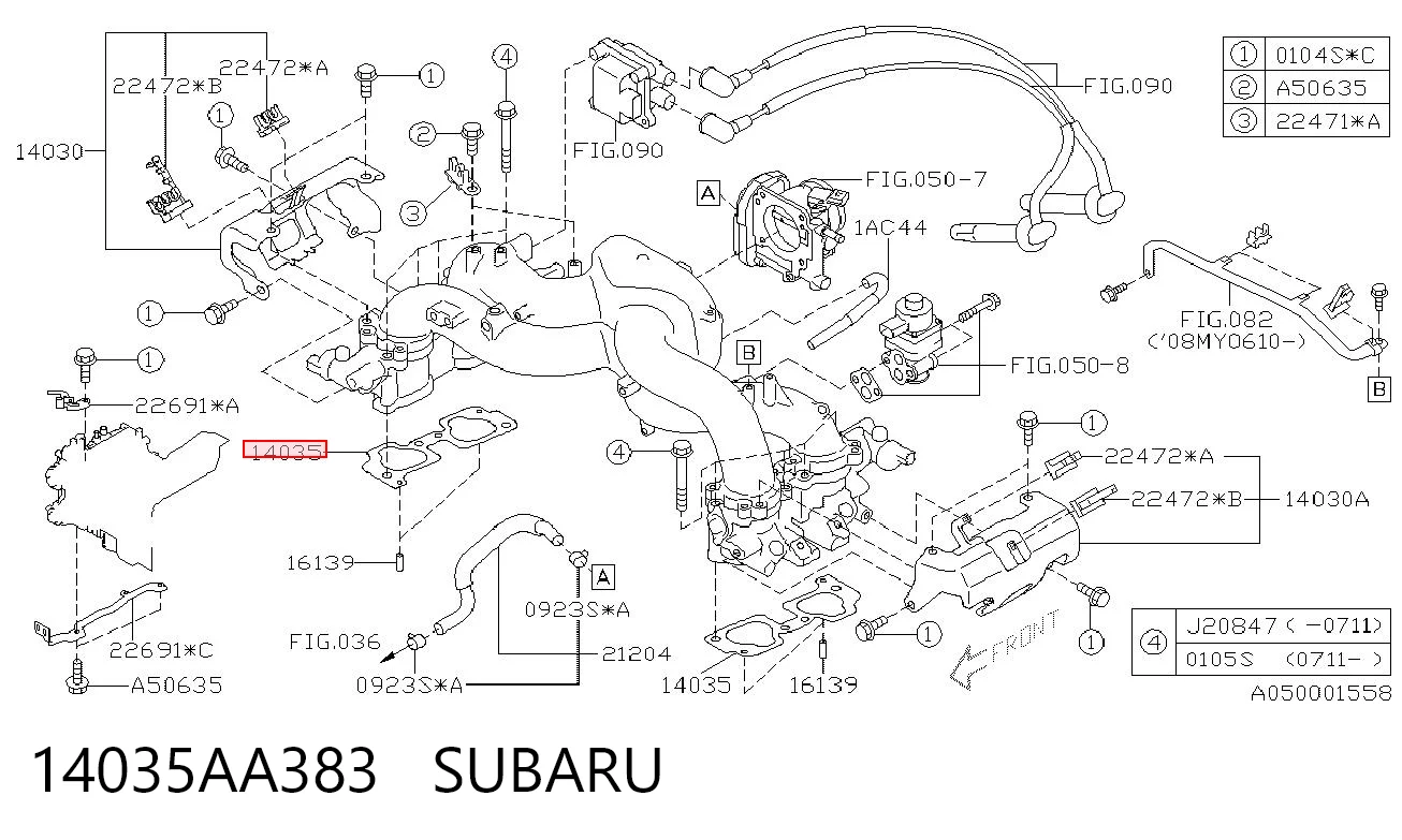  Vedante de tubo coletor de admissão Subaru Legacy III sedan (BE, BH) (1998 - 2003) III