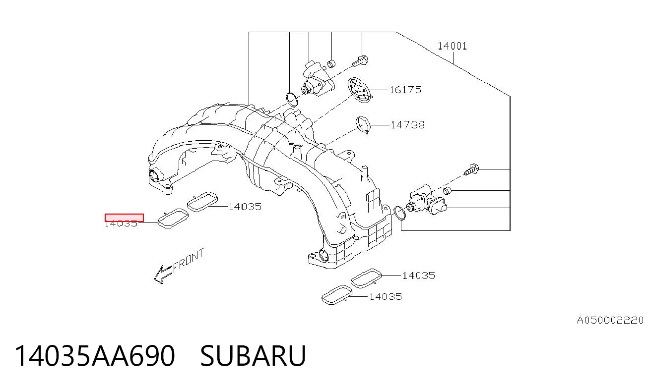 Vedante de tubo coletor de admissão para Subaru Forester S14, SK