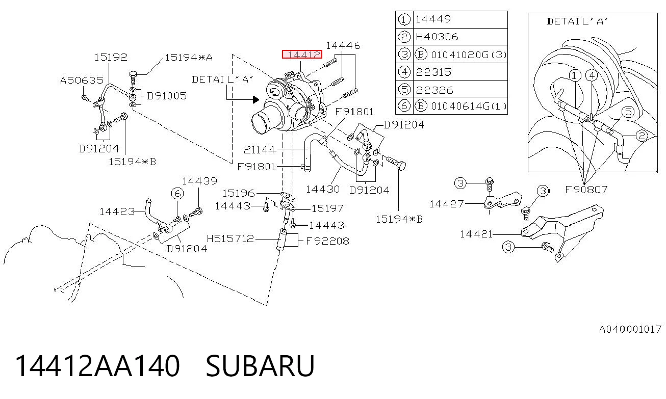 14412AA140 Subaru Turbina