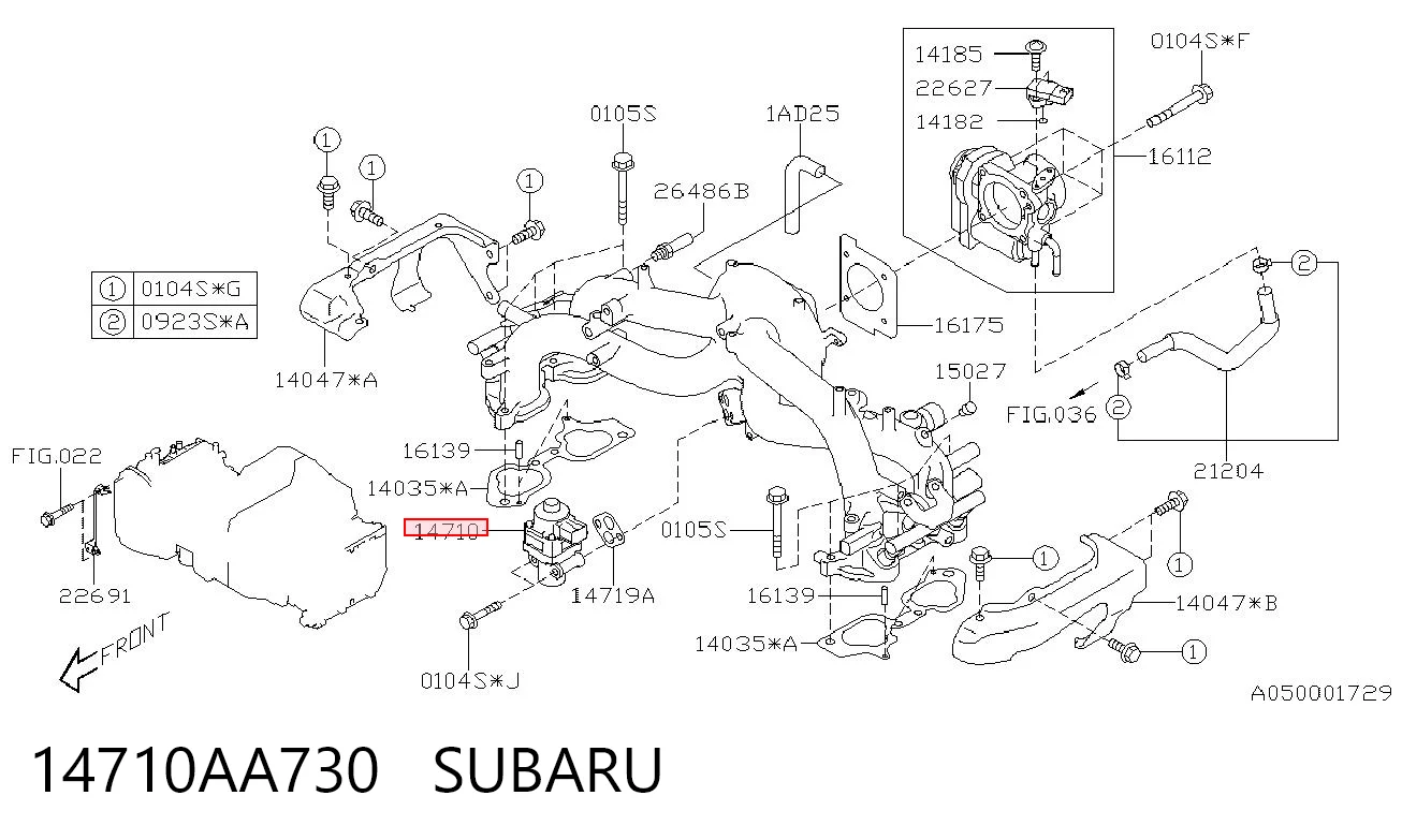 14710AA730 Subaru Válvula EGR de recirculação dos gases