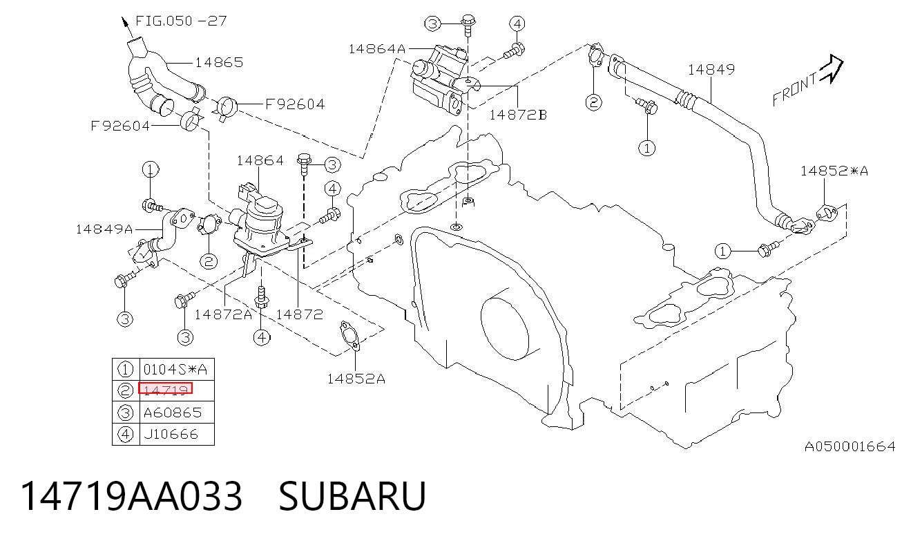 14719AA033 Subaru Vedante de válvula EGR de recirculação
