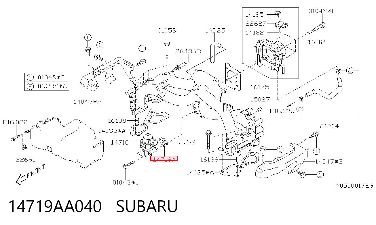 14719AA040 Subaru Vedante de válvula EGR de recirculação
