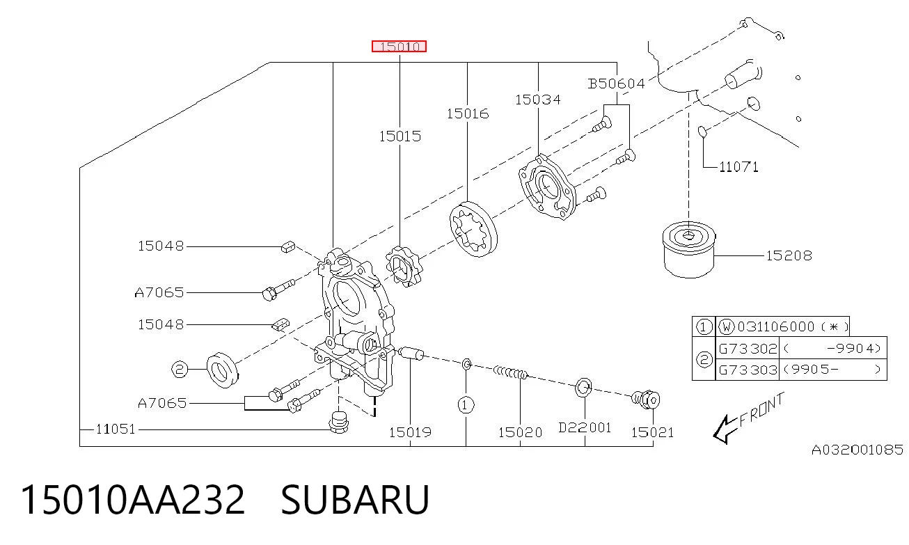 15010AA232 Subaru Bomba de óleo