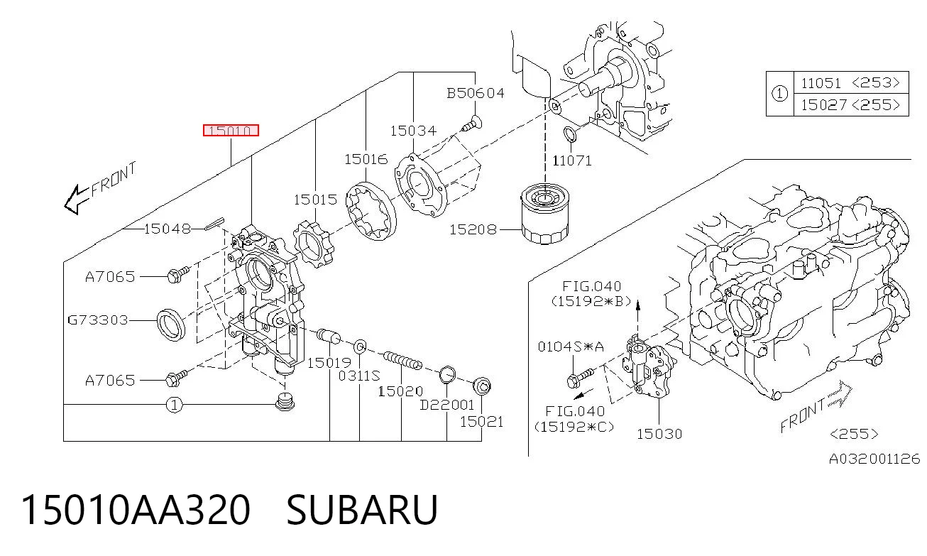 15010AA320 Subaru Bomba de óleo