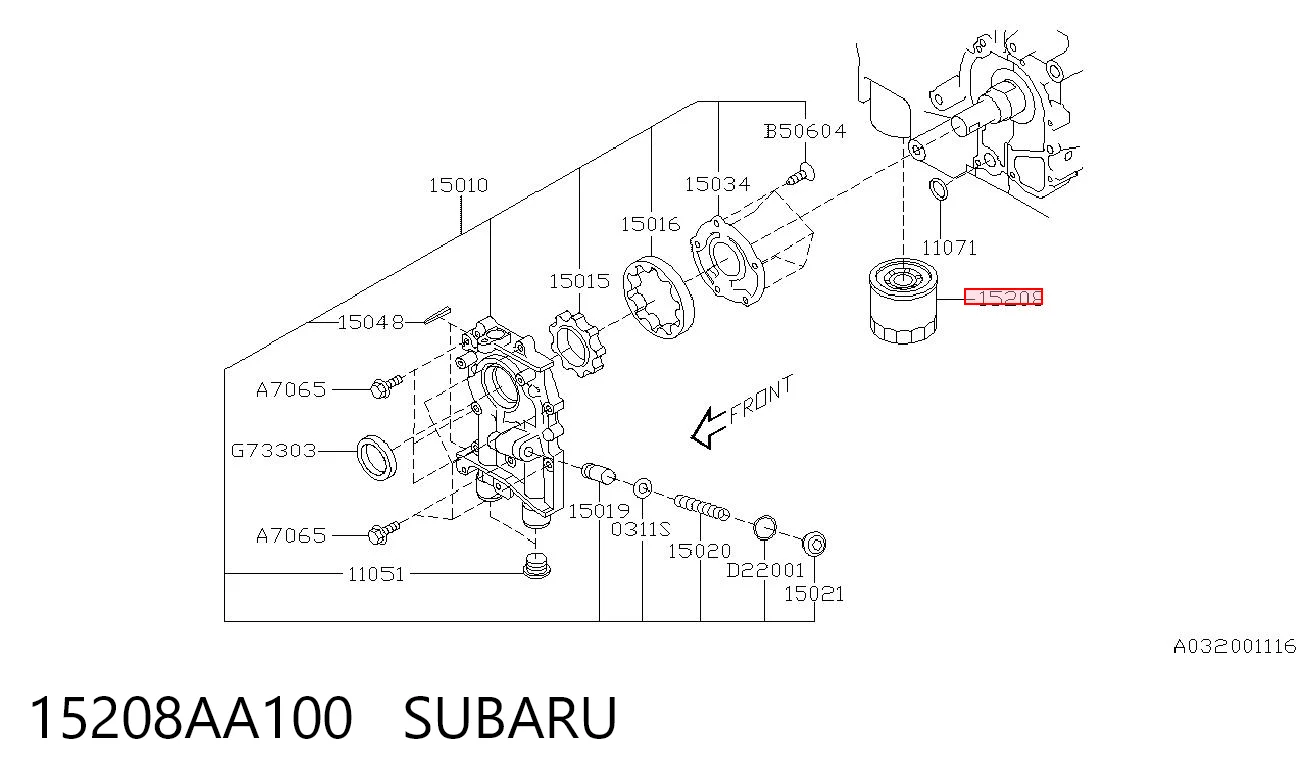 15208AA100 Subaru Filtro de óleo