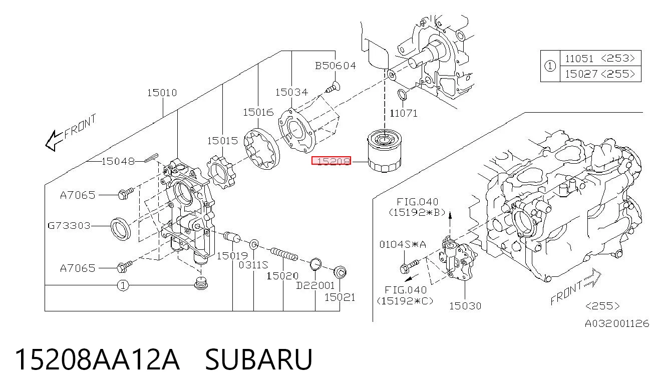 15208AA12A Subaru Filtro de óleo