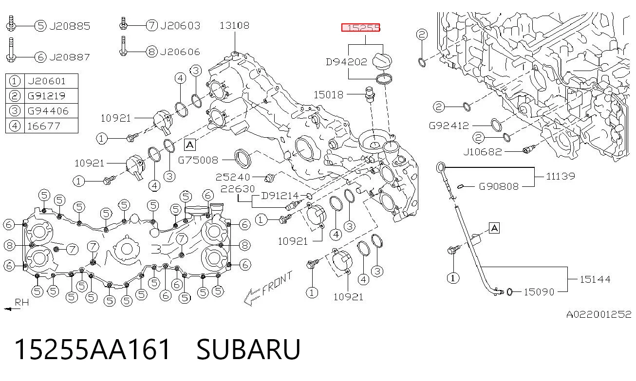 15255AA161 Subaru Tampa do gargalho de enchimento de óleo