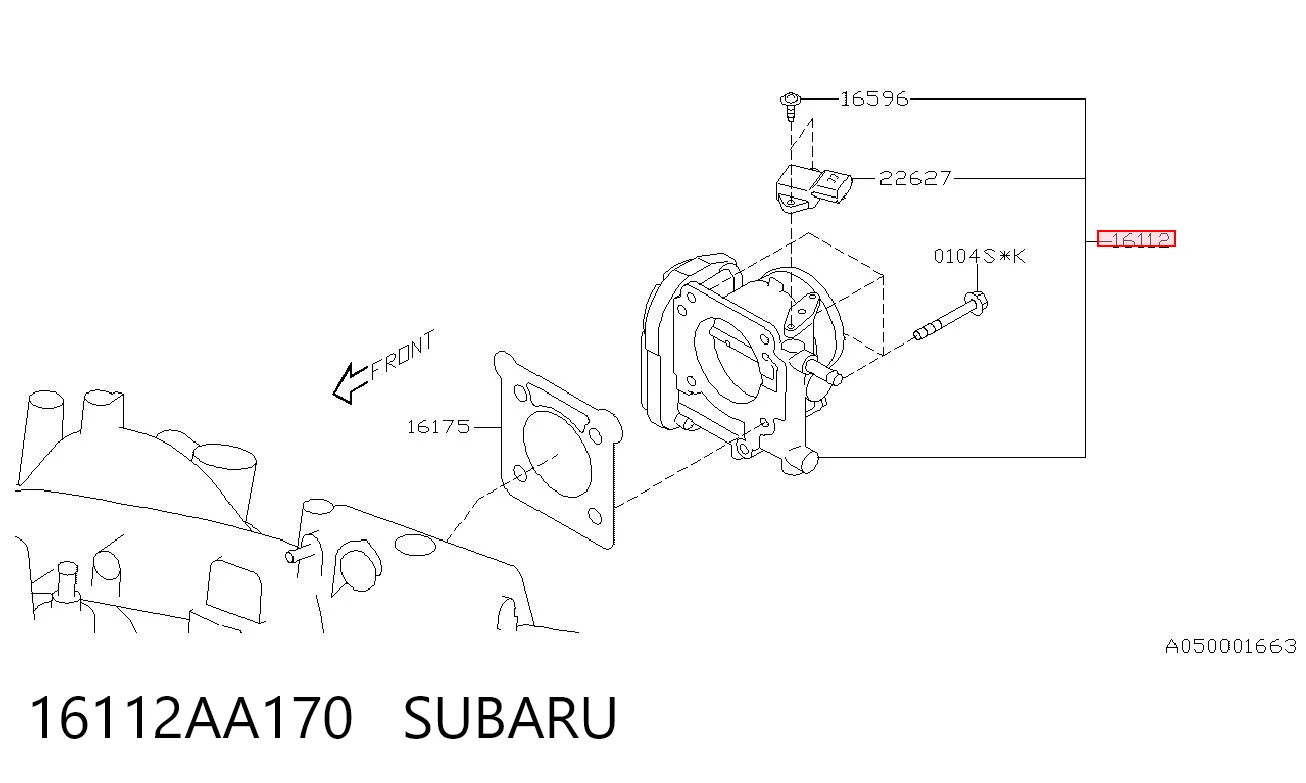 16112AA170 Subaru Válvula de borboleta montada