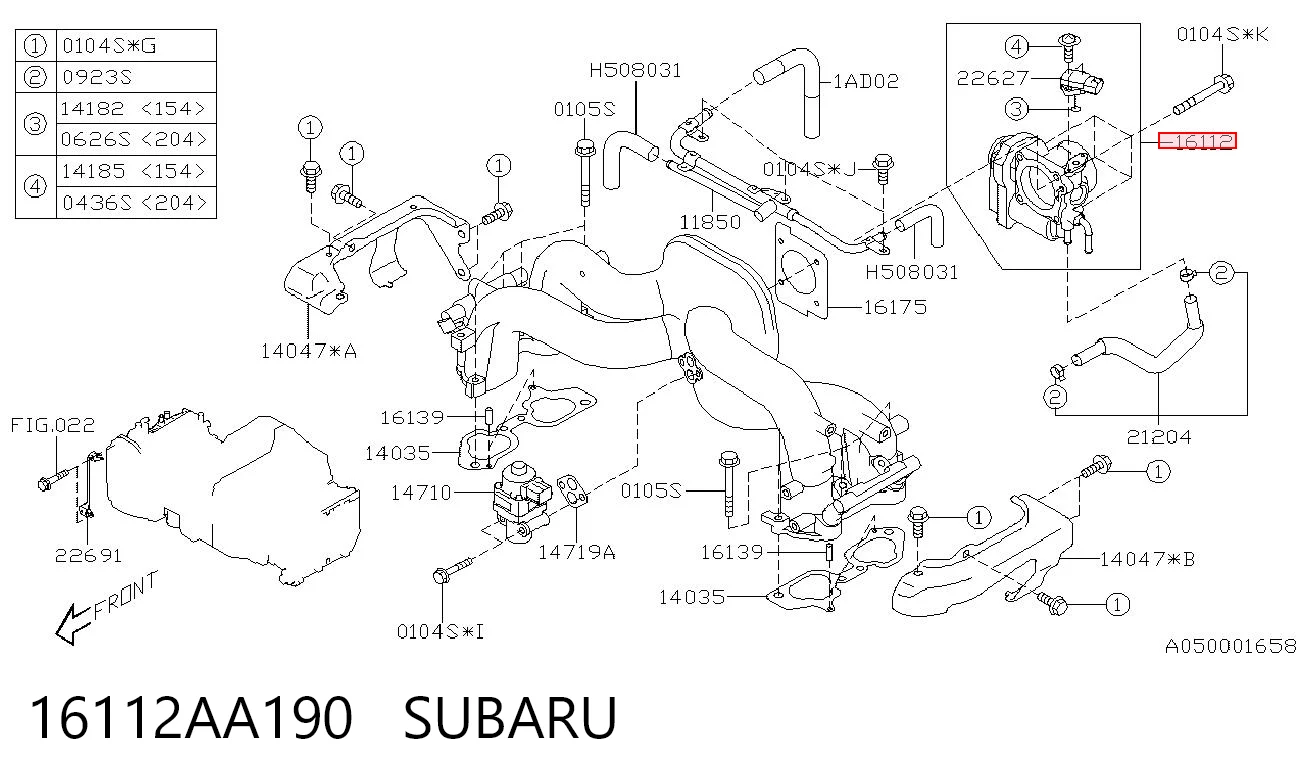 16112AA190 Subaru Válvula de borboleta montada
