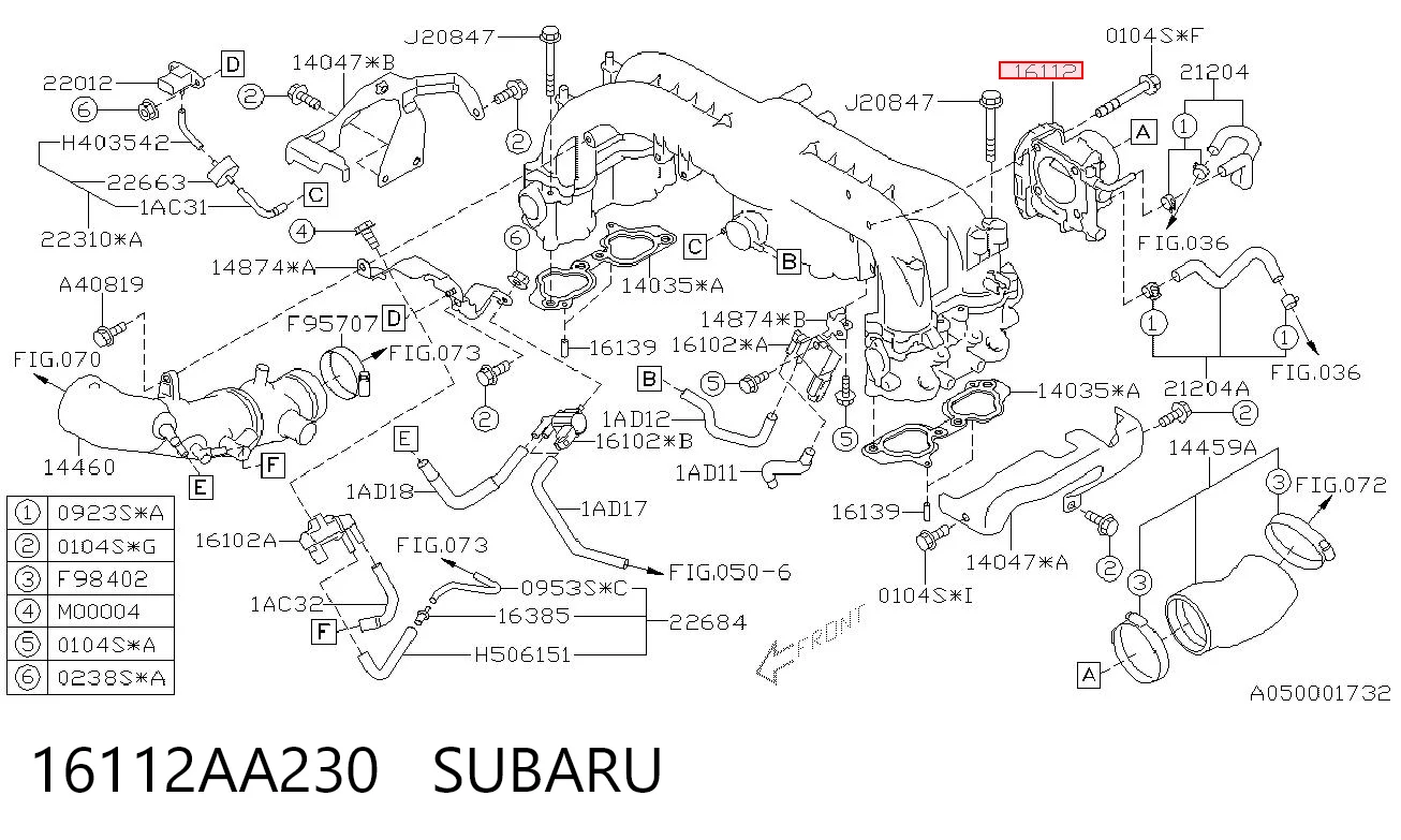 Válvula de borboleta montada para Subaru Impreza III GH