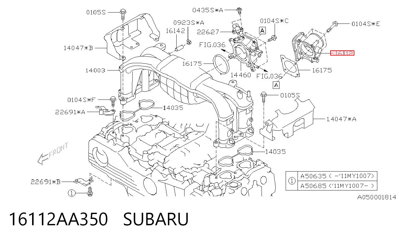 16112AA350 Subaru Válvula de borboleta montada