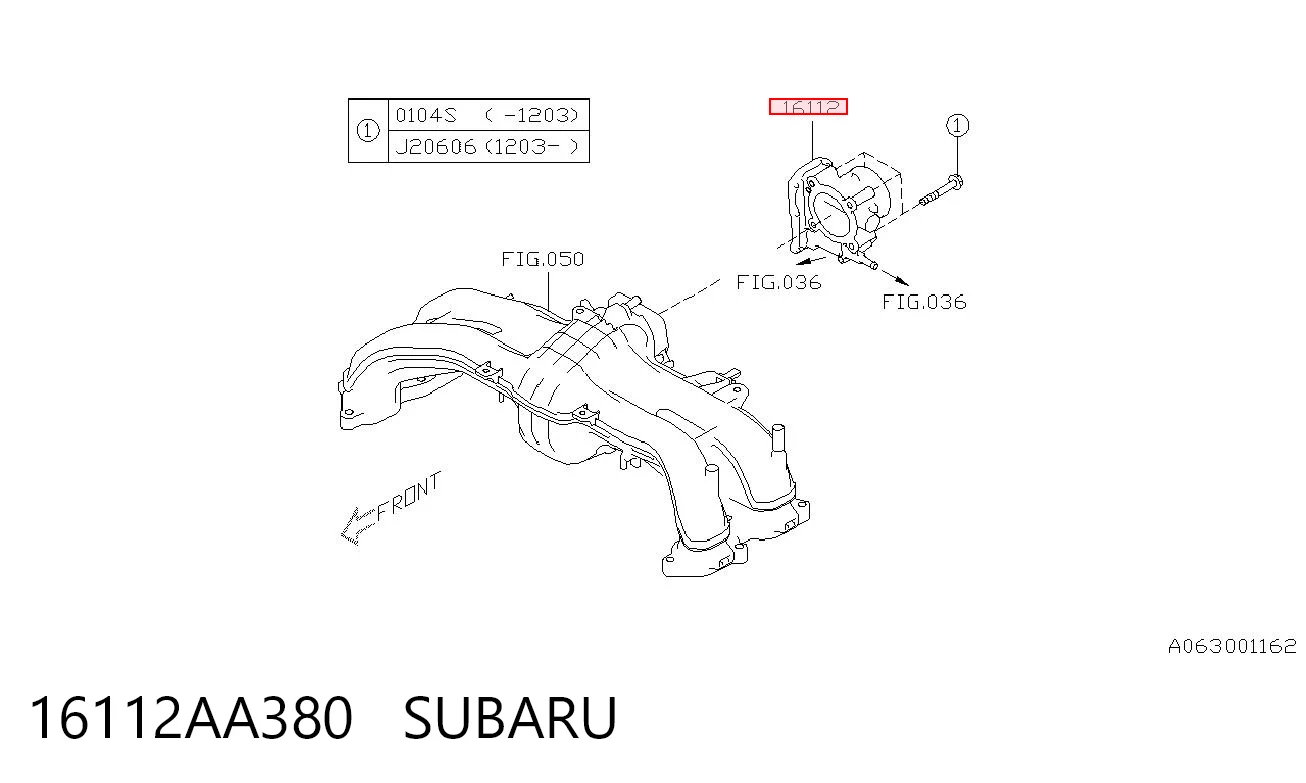 16112AA380 Subaru Válvula de borboleta montada