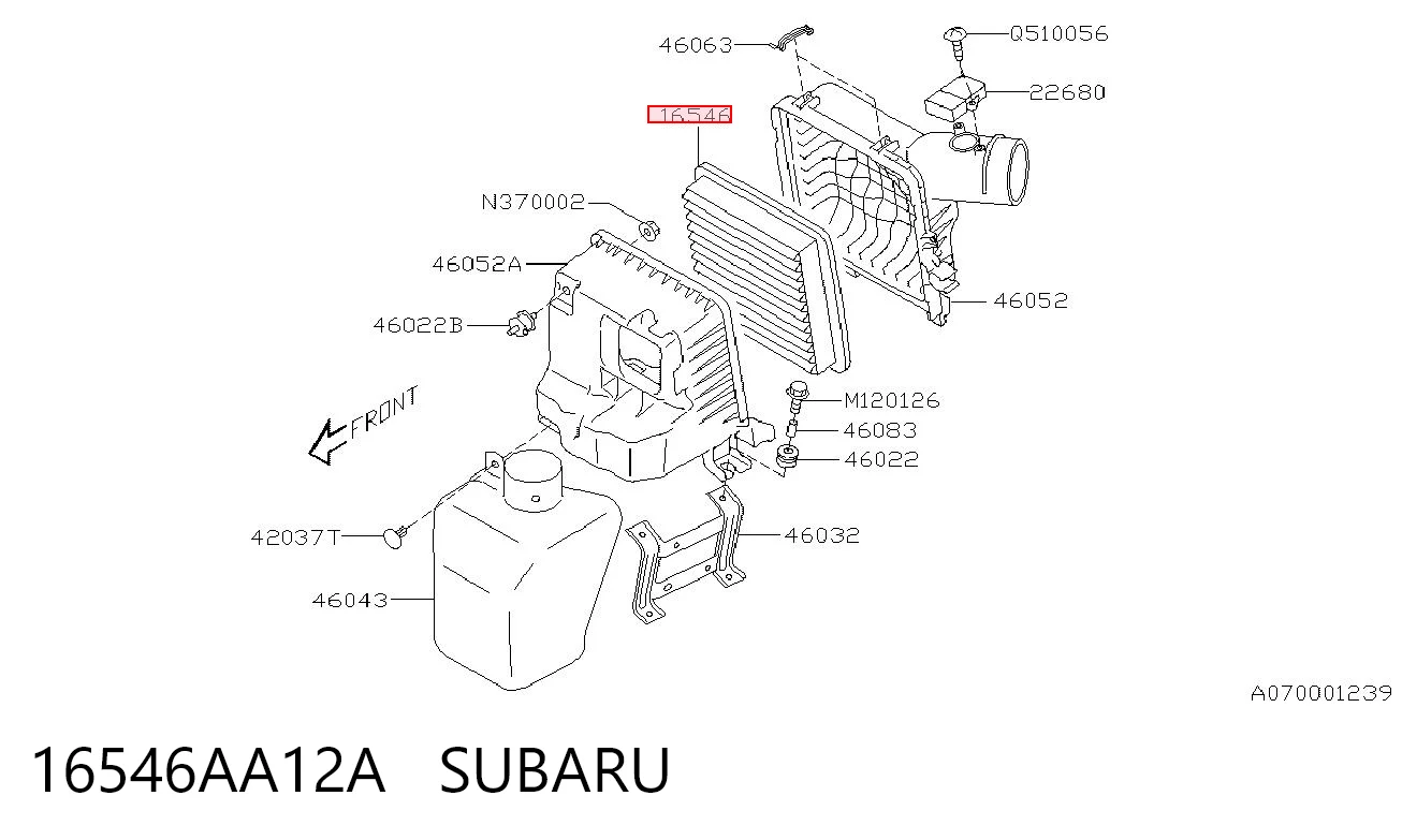 16546AA12A Subaru Filtro de ar