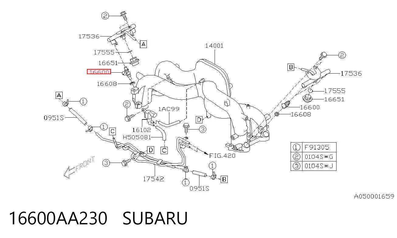 16600AA230 Subaru Injetor de injeção de combustível
