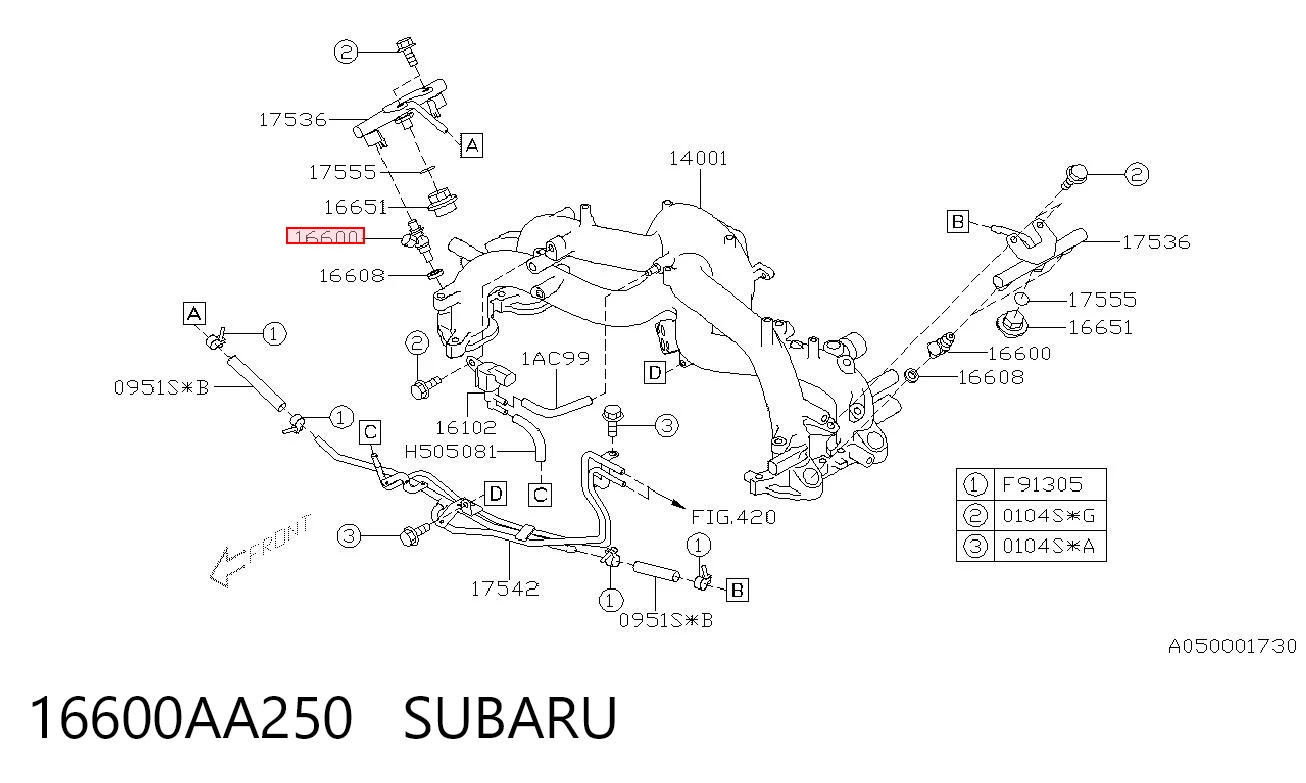 16600AA250 Subaru Injetor de injeção de combustível