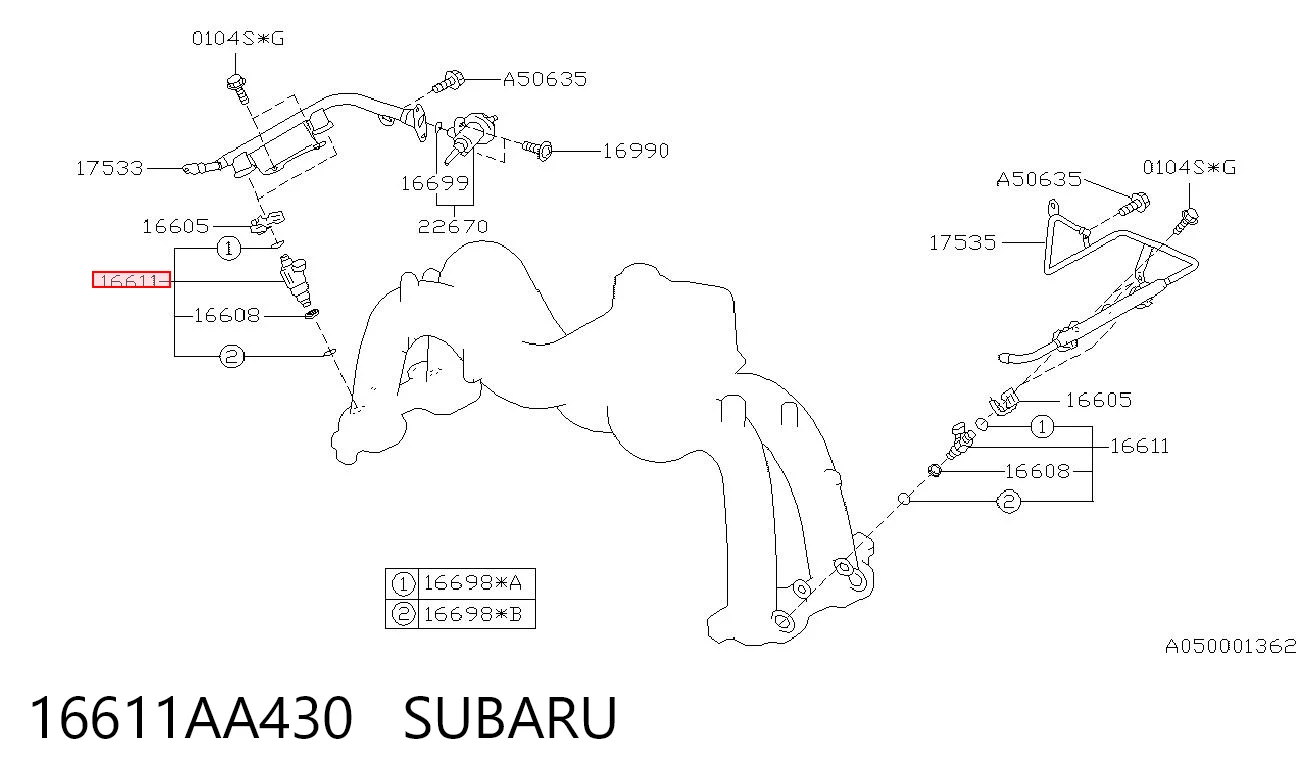 Injetor de injeção de combustível para Subaru Impreza II GD