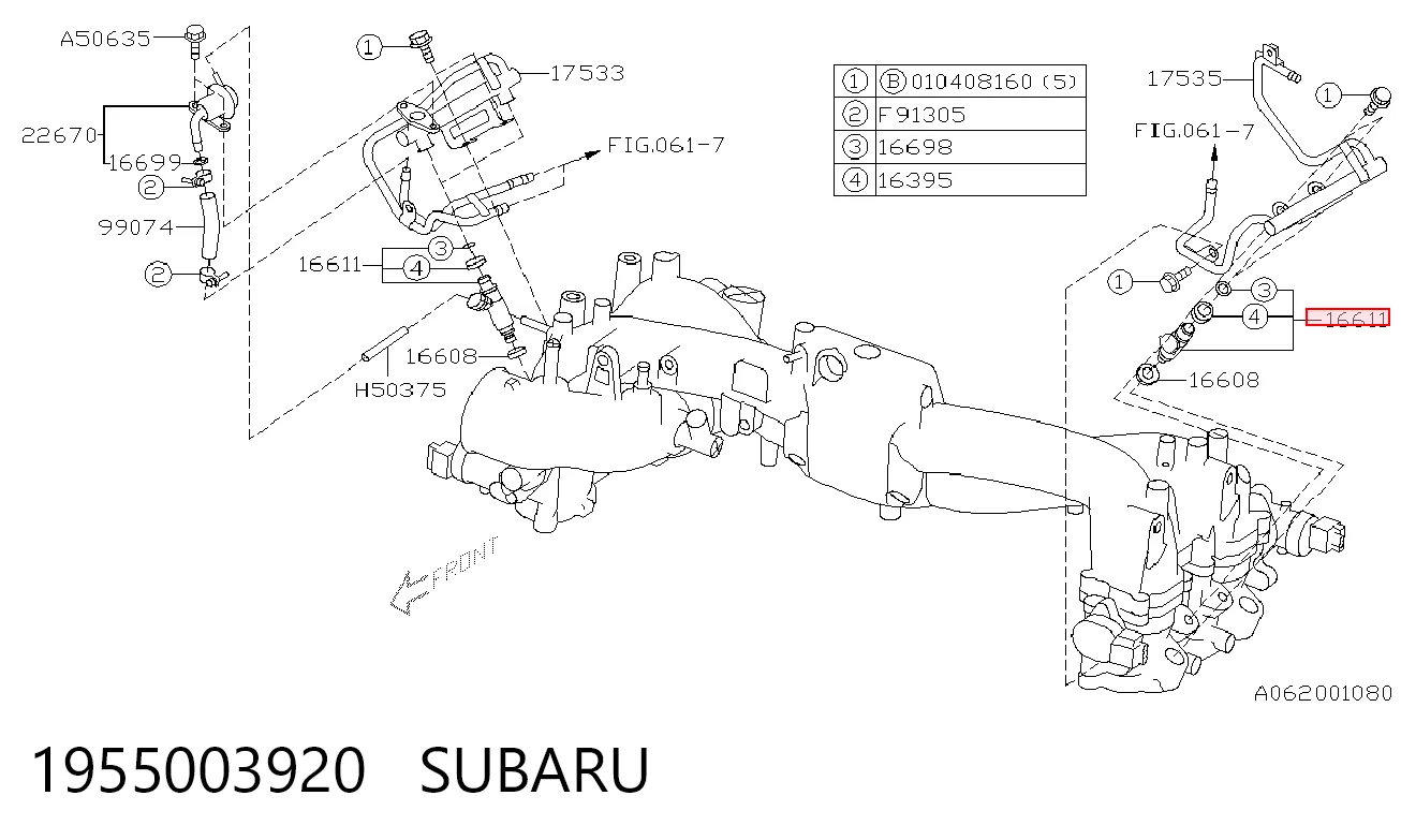1955003920 Subaru Injetor de injeção de combustível