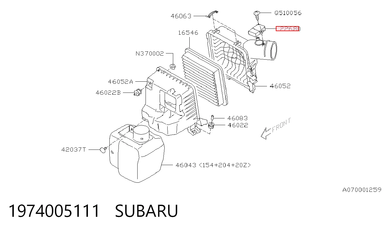 1974005111 Subaru Sensor de fluxo (consumo) de ar, medidor de consumo M.A.F. - (Mass Airflow)