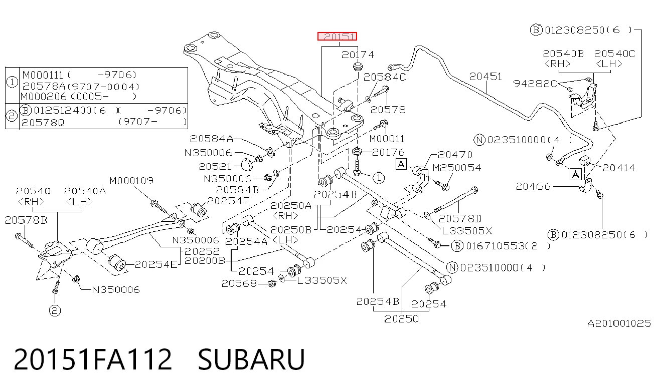 20151FA112 Subaru Viga de suspensão traseira (plataforma veicular)