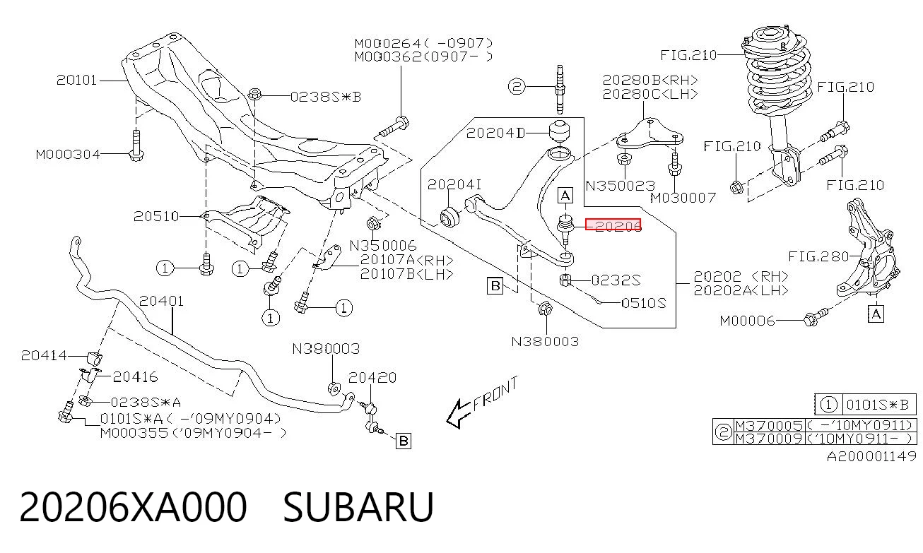20206XA000 Subaru Suporte de esfera inferior
