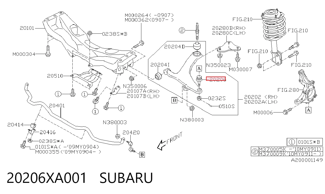 20206XA001 Subaru Suporte de esfera inferior