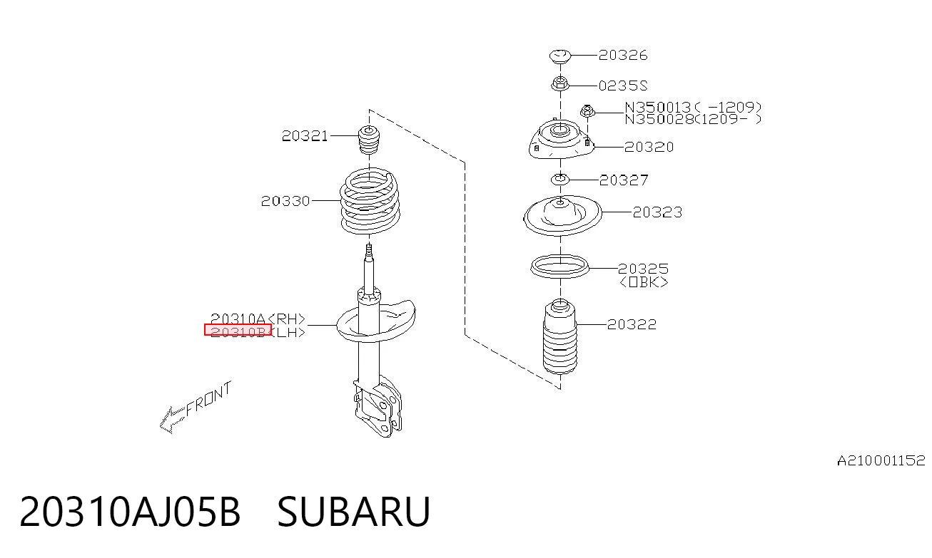 20310AJ05B Subaru Amortecedor dianteiro esquerdo