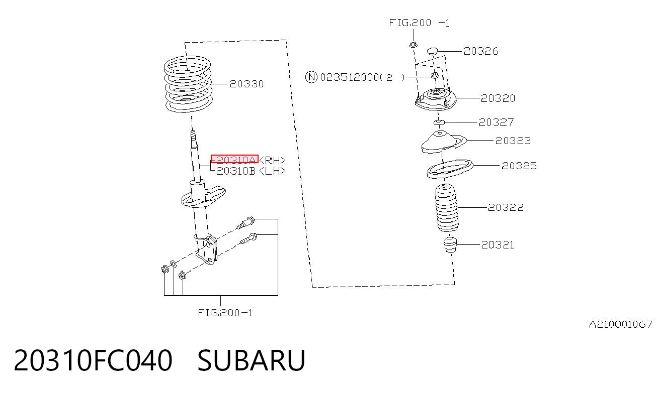 20310FC040 Subaru Amortecedor dianteiro direito