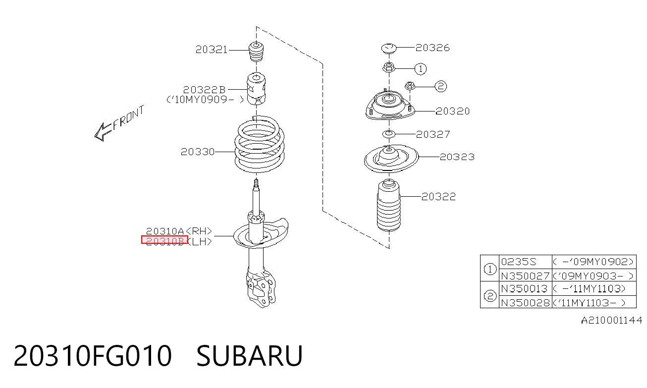 20310FG010 Subaru Amortecedor dianteiro esquerdo