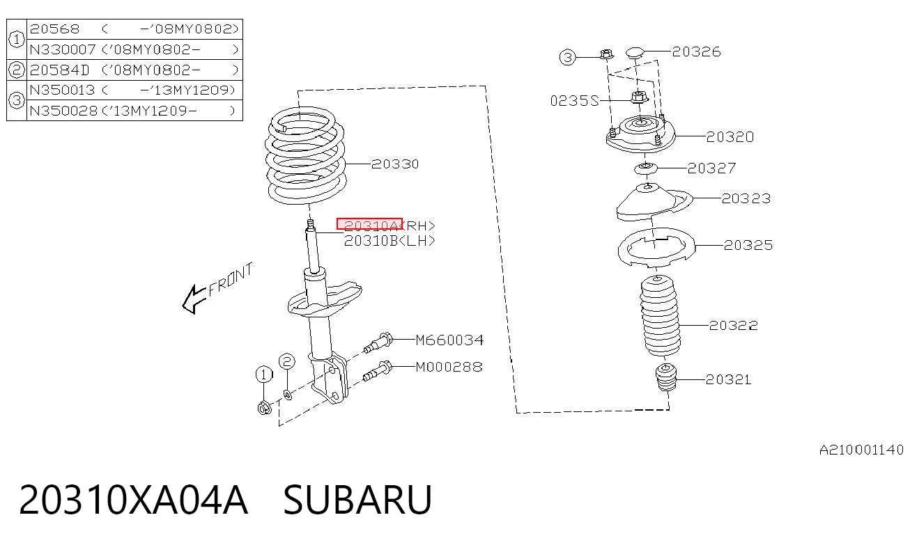 20310XA04A Subaru Amortecedor dianteiro direito