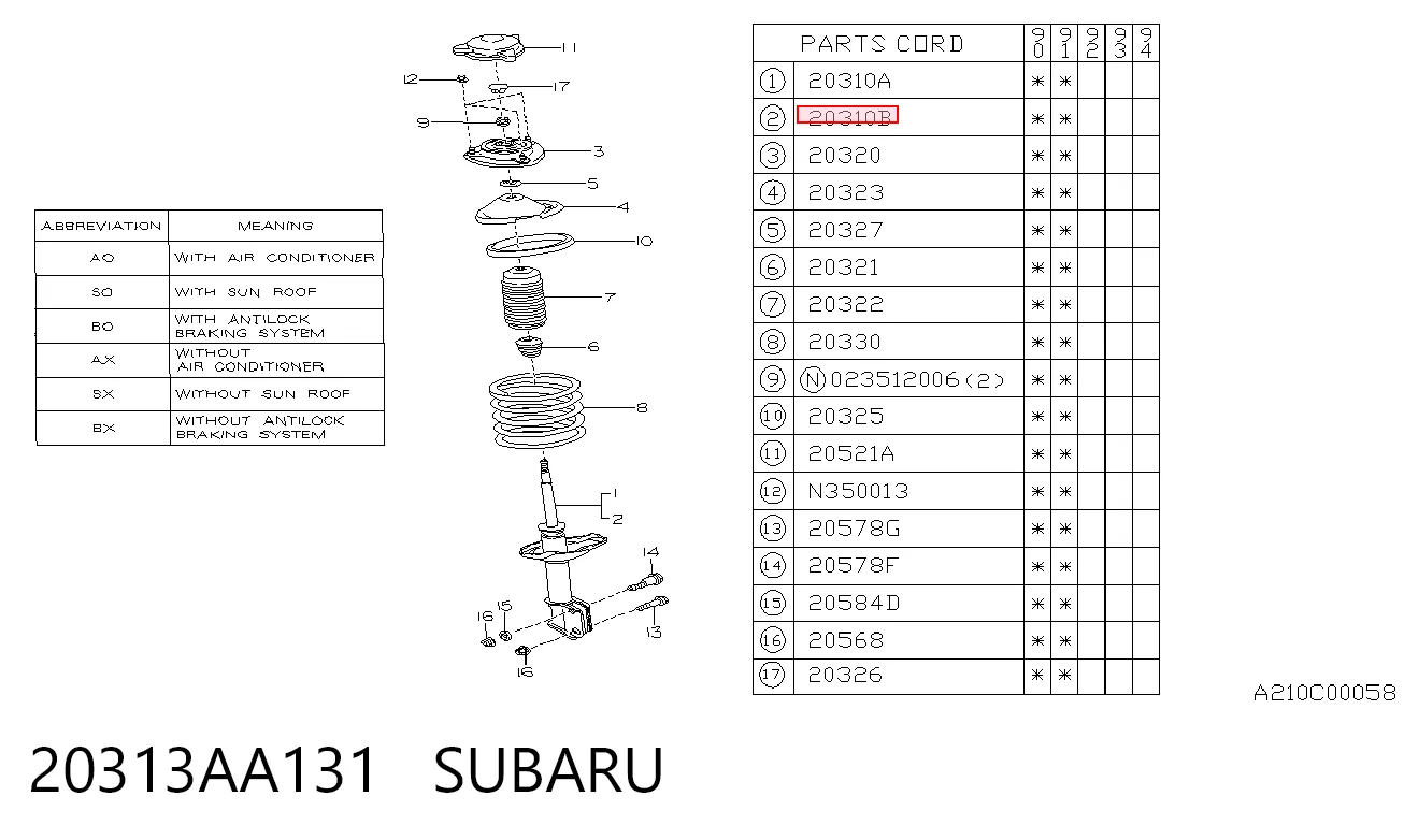 20313AA131 Subaru