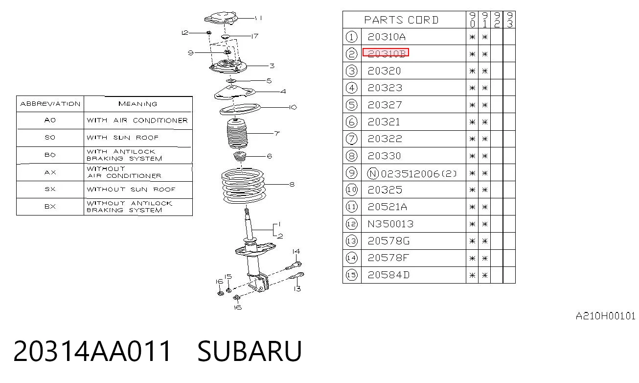 20314AA011 Subaru