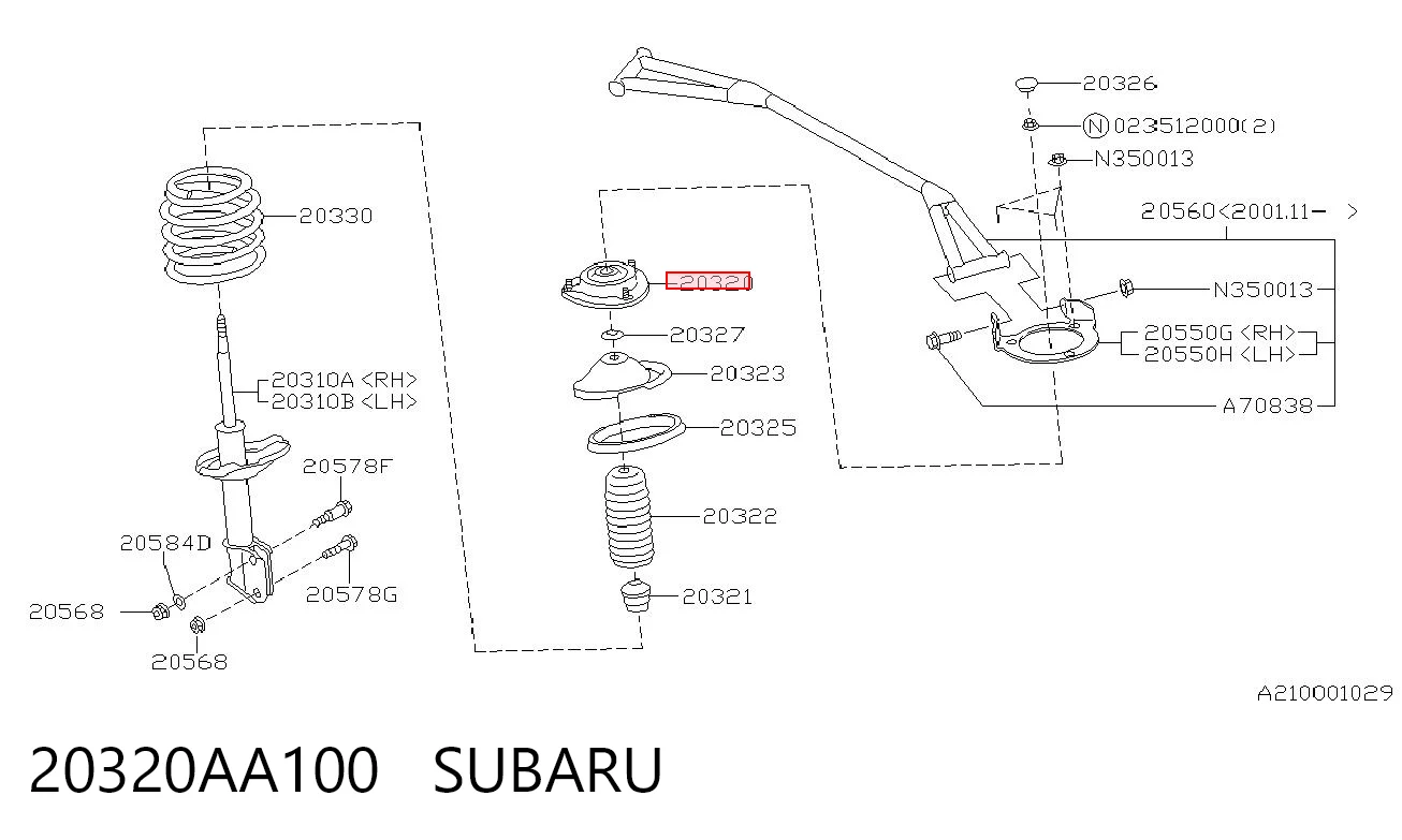 20320AA100 Subaru Suporte de amortecedor dianteiro