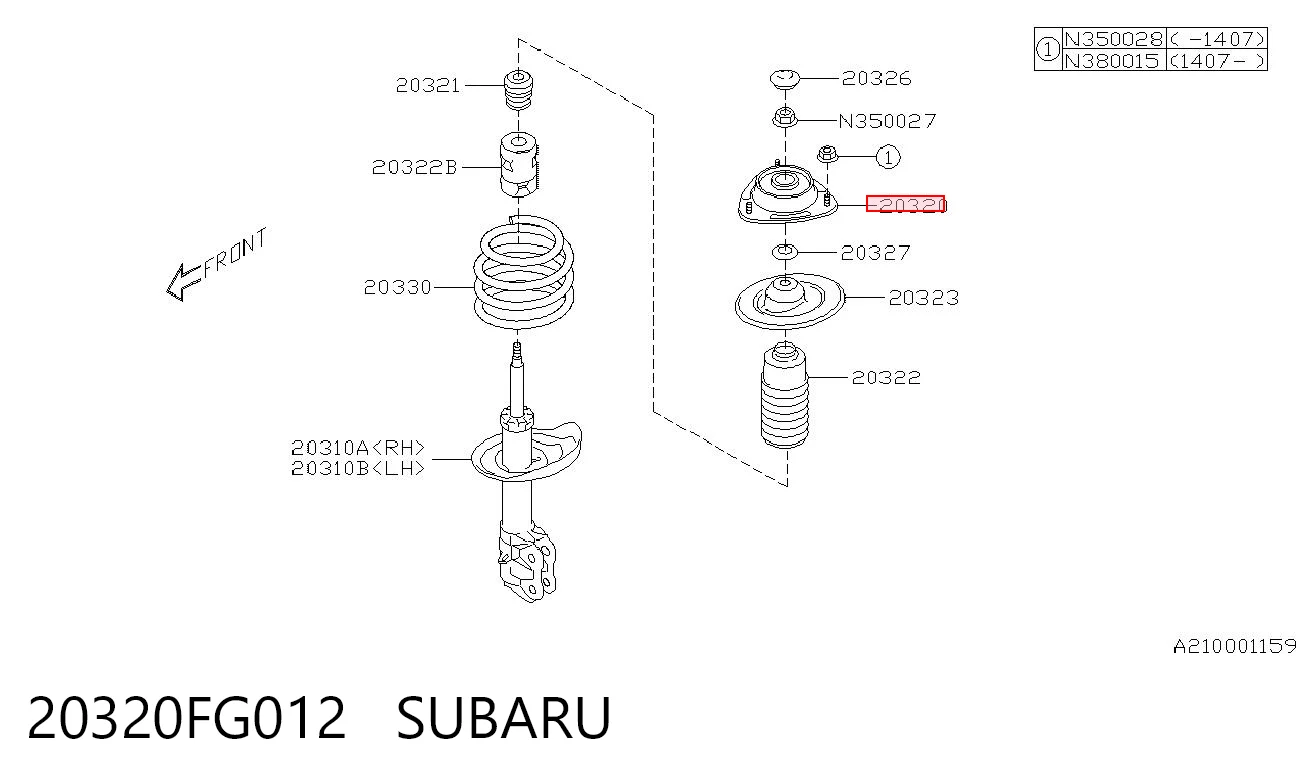 20320FG012 Subaru Suporte de amortecedor dianteiro