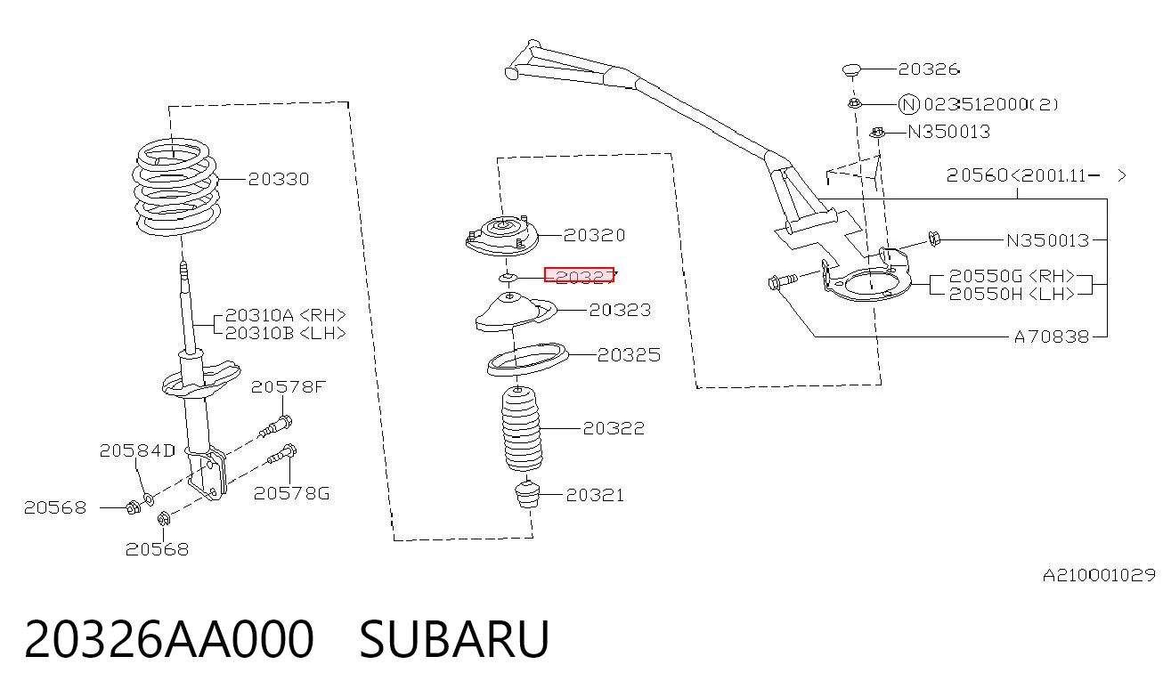 20326AA000 Subaru Arruela de bucha da haste de amortecedor dianteiro