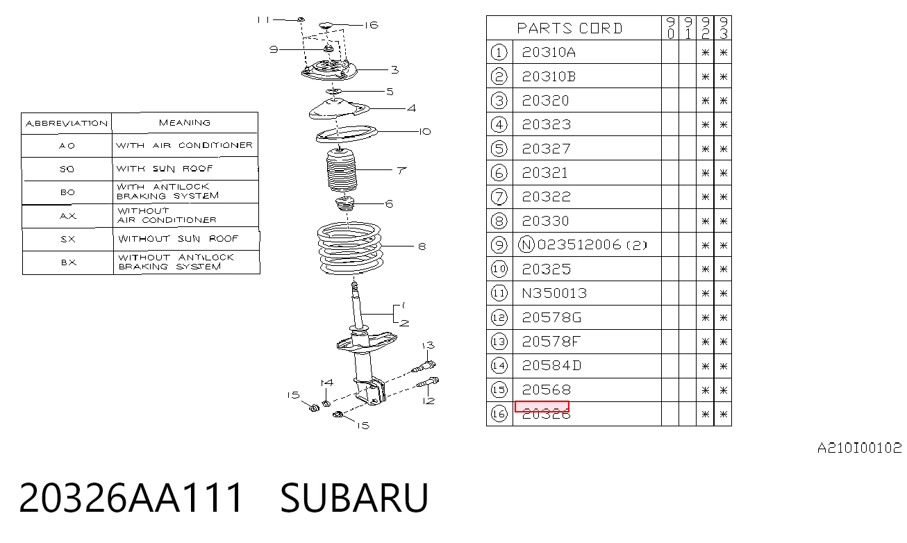 20326AA111 Subaru