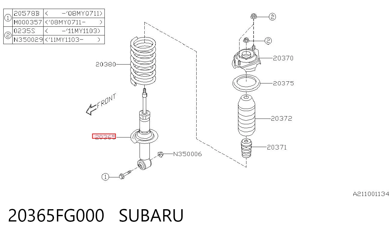 20365FG000 Subaru Amortecedor traseiro