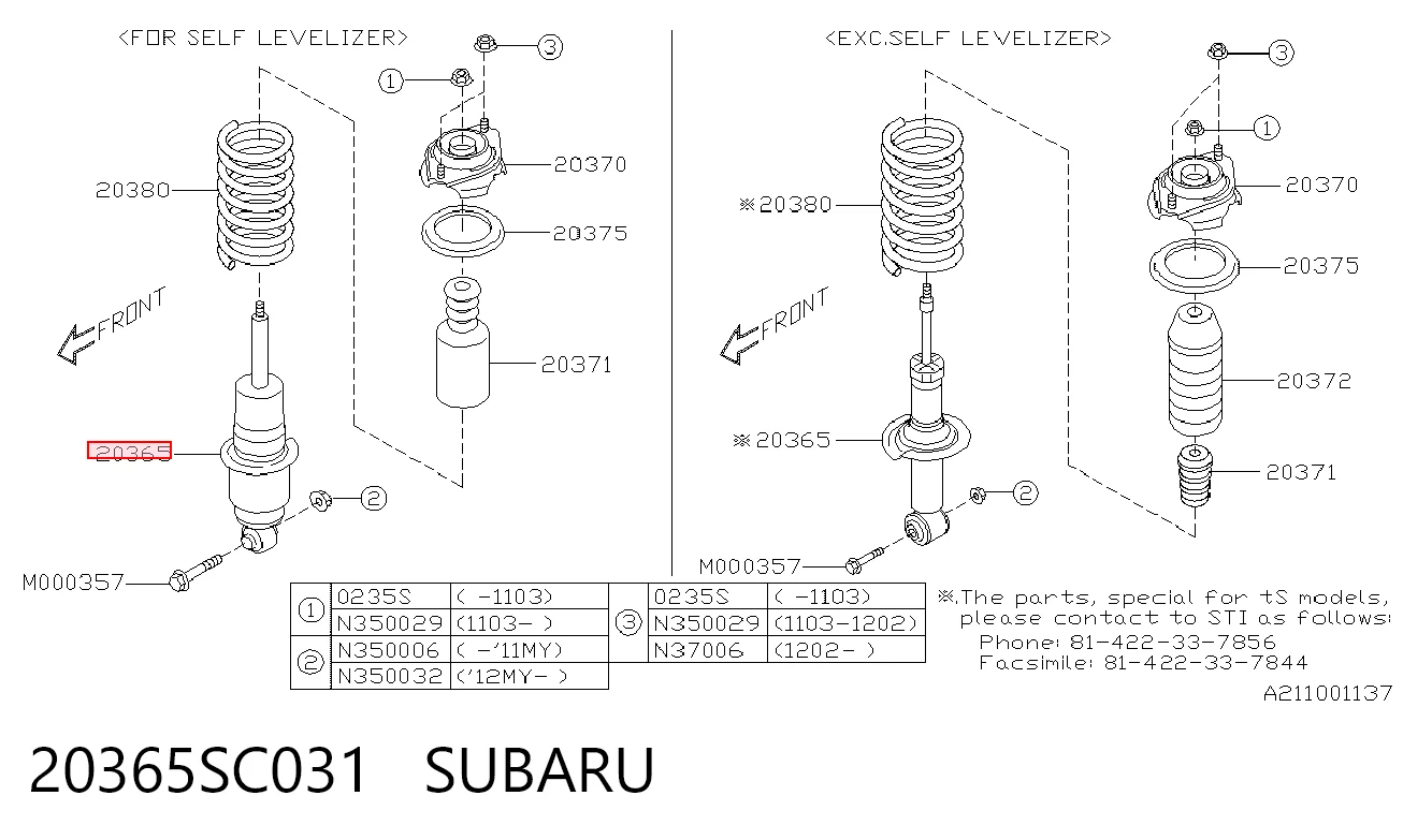 20365SC031 Subaru Amortecedor traseiro