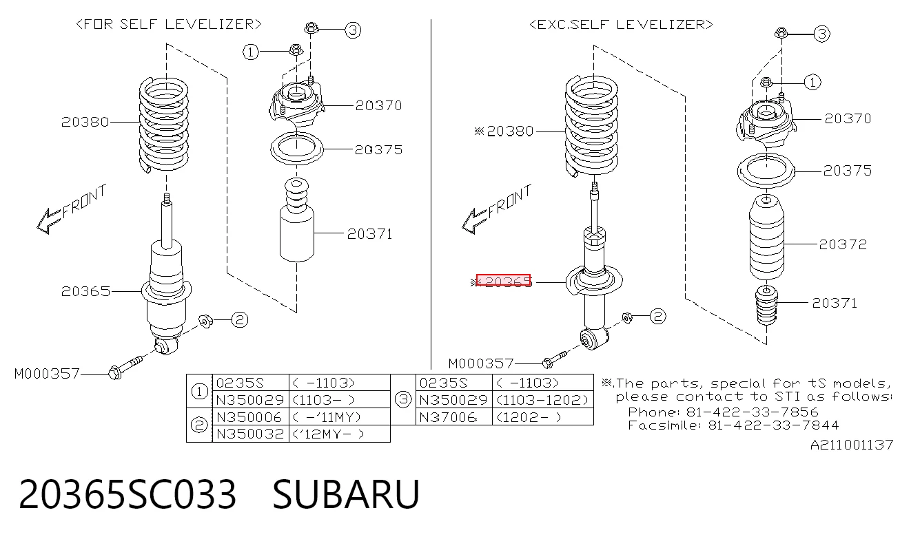 20365SC033 Subaru Amortecedor traseiro
