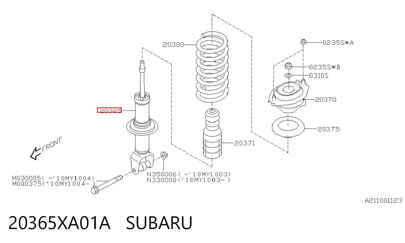 20365XA01A Subaru Amortecedor traseiro