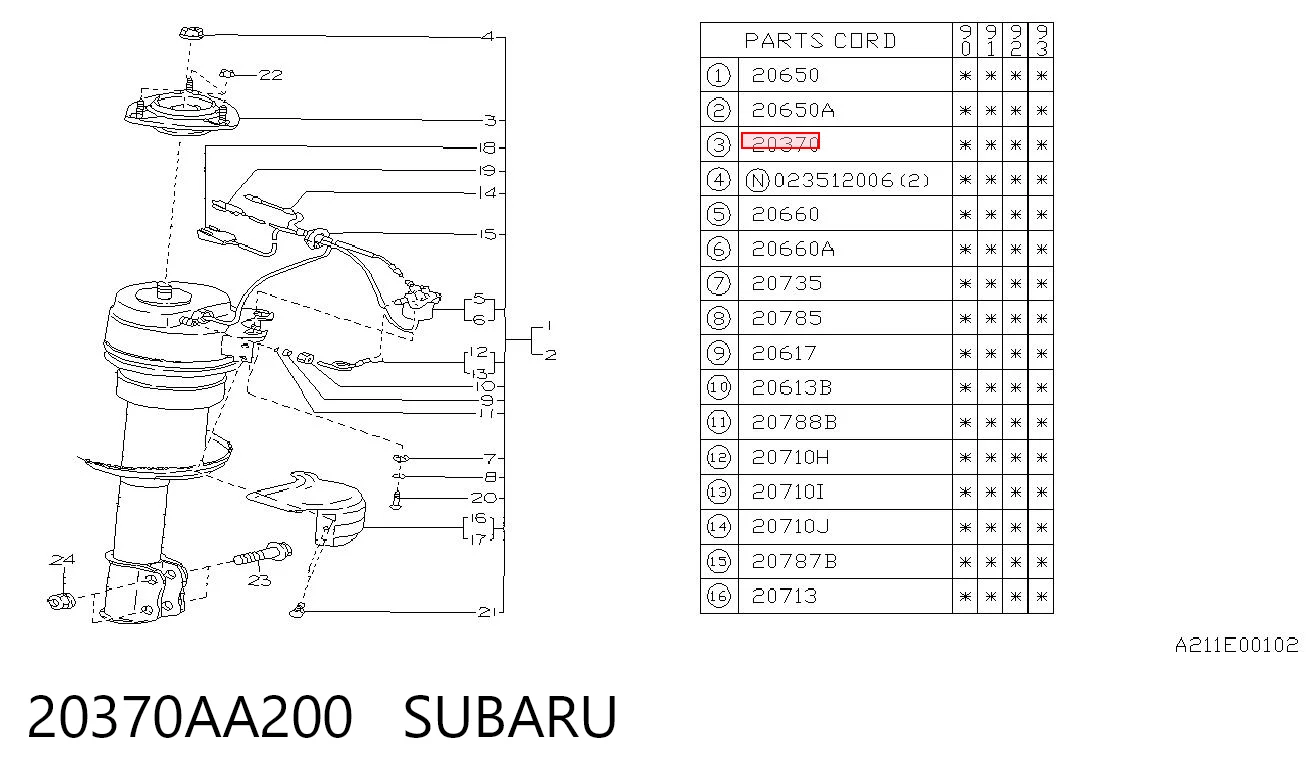 20370AA200 Subaru Suporte de amortecedor traseiro