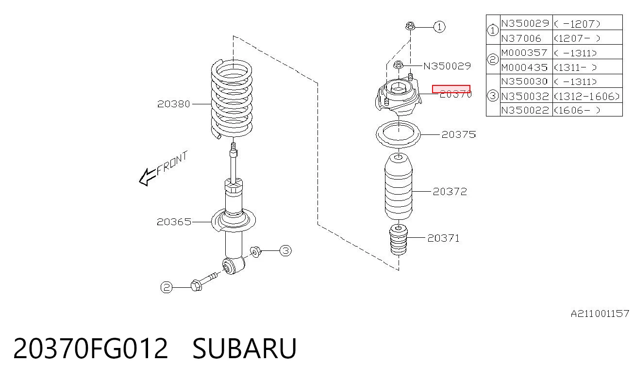 20370FG012 Subaru Suporte de amortecedor traseiro