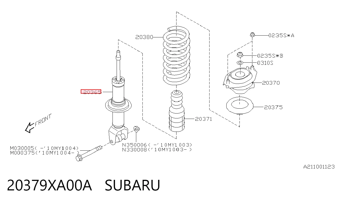 20379XA00A Subaru Amortecedor traseiro