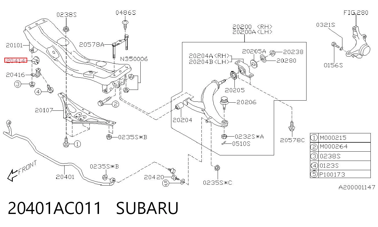 20401AC011 Subaru Bucha de estabilizador dianteiro