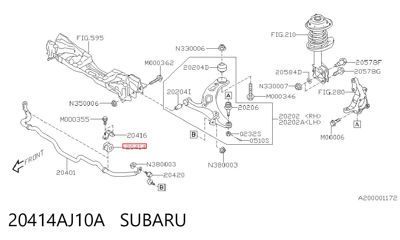 20414AJ10A Subaru Bucha de estabilizador dianteiro