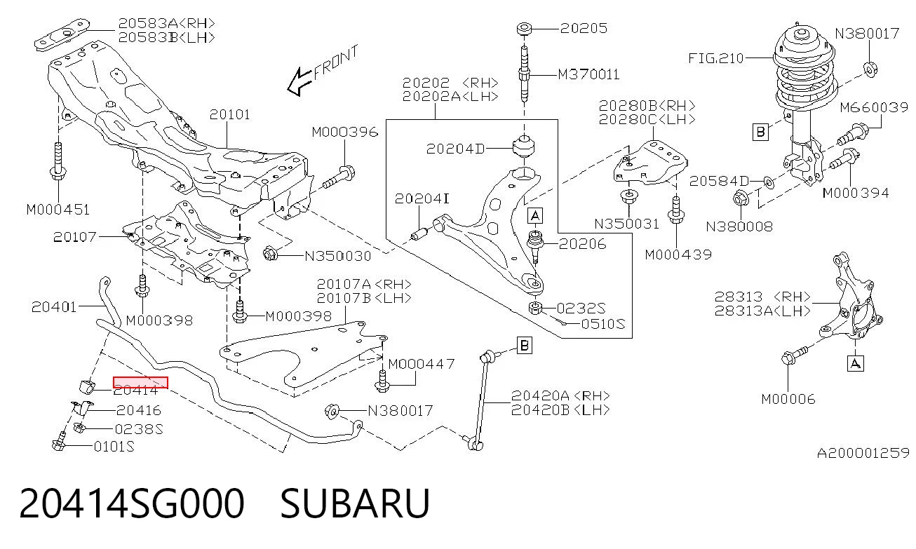 20414SG000 Subaru Bucha de estabilizador dianteiro