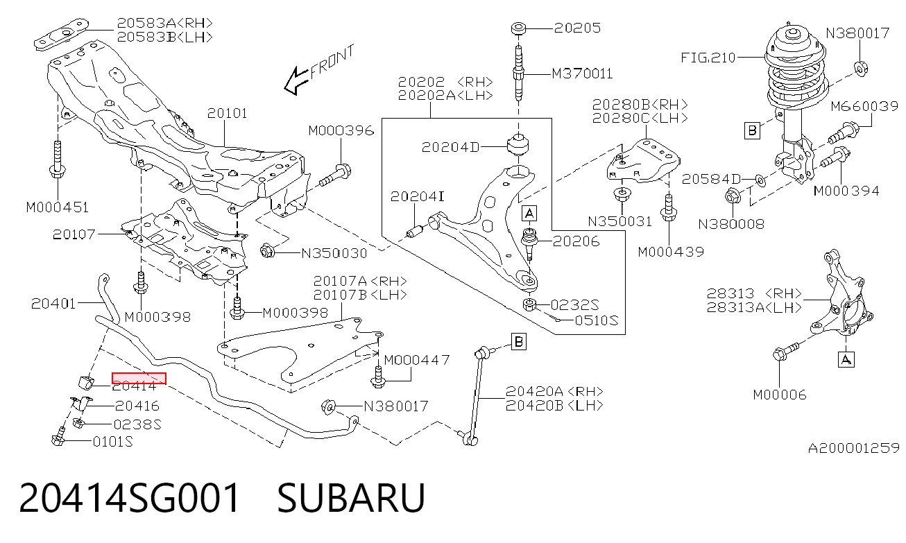 20414SG001 Subaru Bucha de estabilizador dianteiro