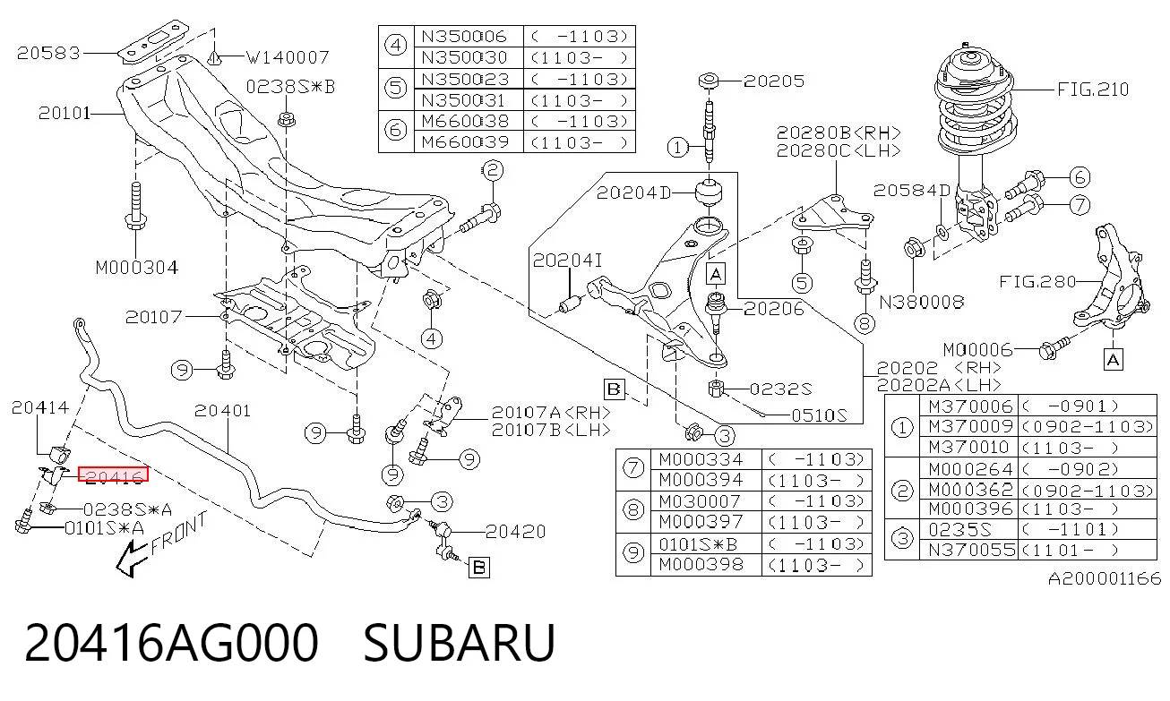 20416AG000 Subaru Braçadeira de fixação da bucha de estabilizador dianteiro