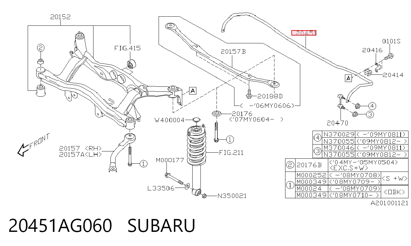 Estabilizador traseiro para Subaru Outback B13, BP